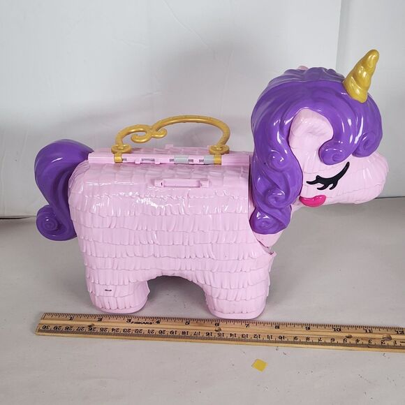 Polly Pocket Pink Unicorn Party Playset pinata carry case pink miniture polly - Picture 3 of 13